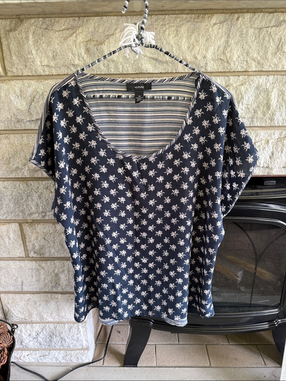 Alfani Mixed Print Polyester Blouse Size 14